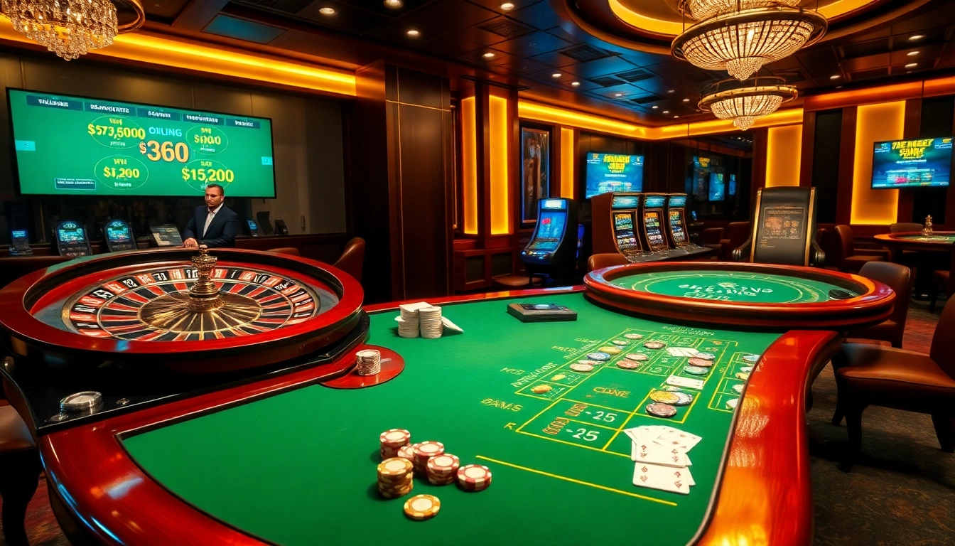 Experience the excitement and luxury of gambling at nhà cái uy tín BL555 in this vivid casino scene.