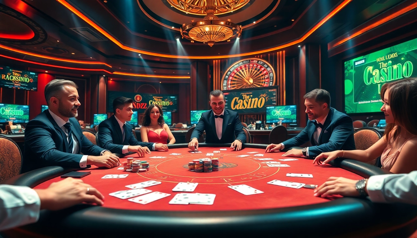 Players enjoying high-stakes poker at a luxurious 11UU casino table, capturing the excitement of gambling.