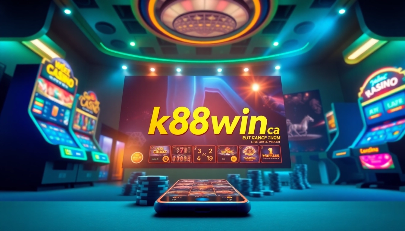 K88win platform showcasing online gaming with vibrant graphics and exciting elements.