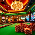 Mu88 casino scene featuring a lively poker game and luxurious atmosphere.