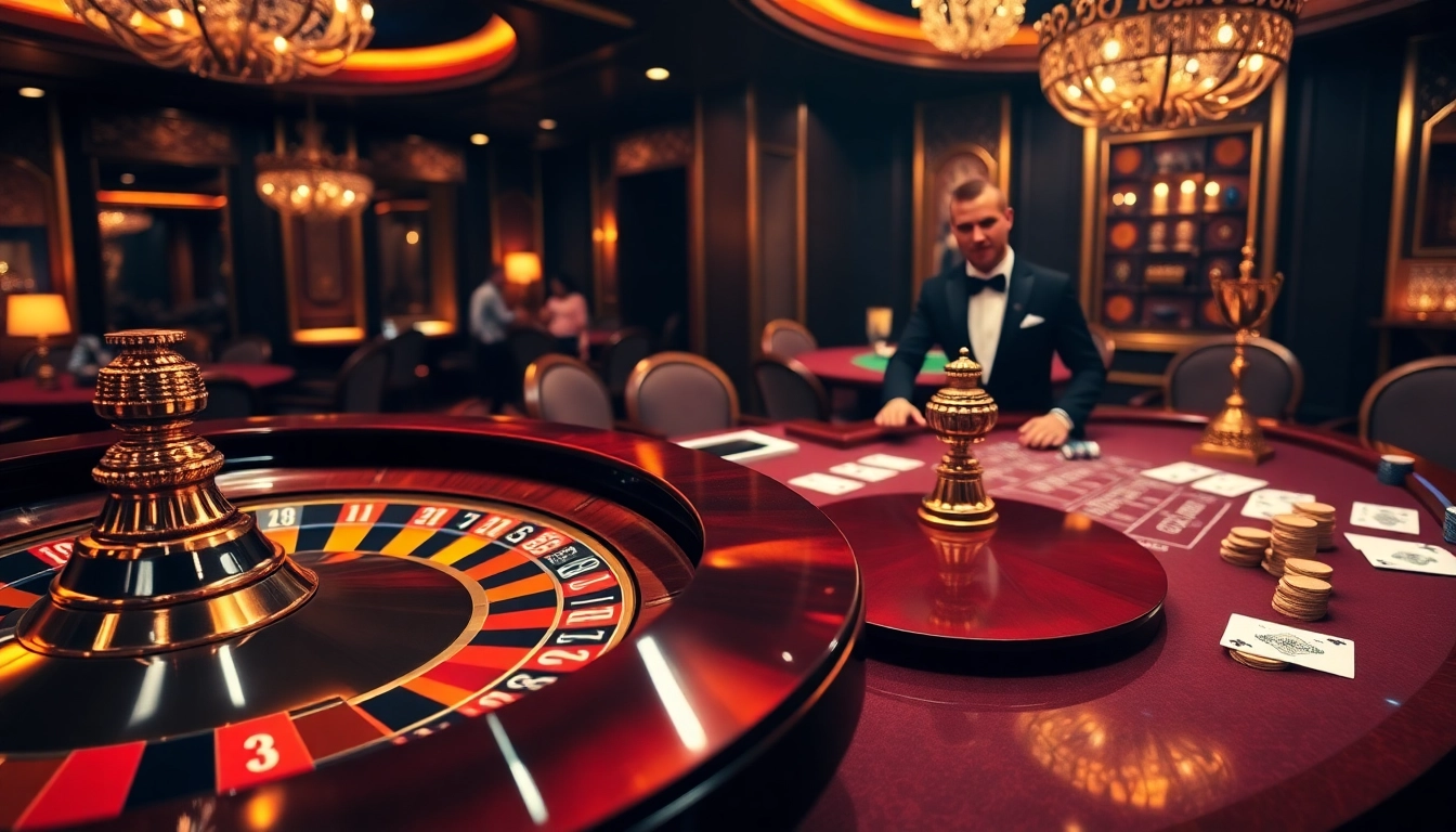 Engaging players at 88i casino table, showcasing vibrant chips and a roulette wheel.