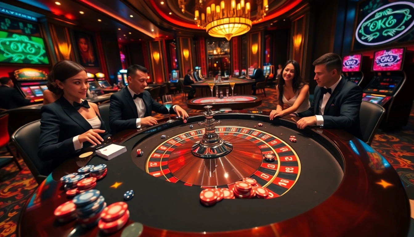 Experience the thrill of winning at OK roulette tables in a luxurious casino setting.