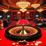 Players enjoying a thrilling casino experience with Luck8 roulette and gaming tables filled with excitement.