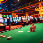 Engaging poker scene with vibrant colors at 23win casino, featuring chips and cards.