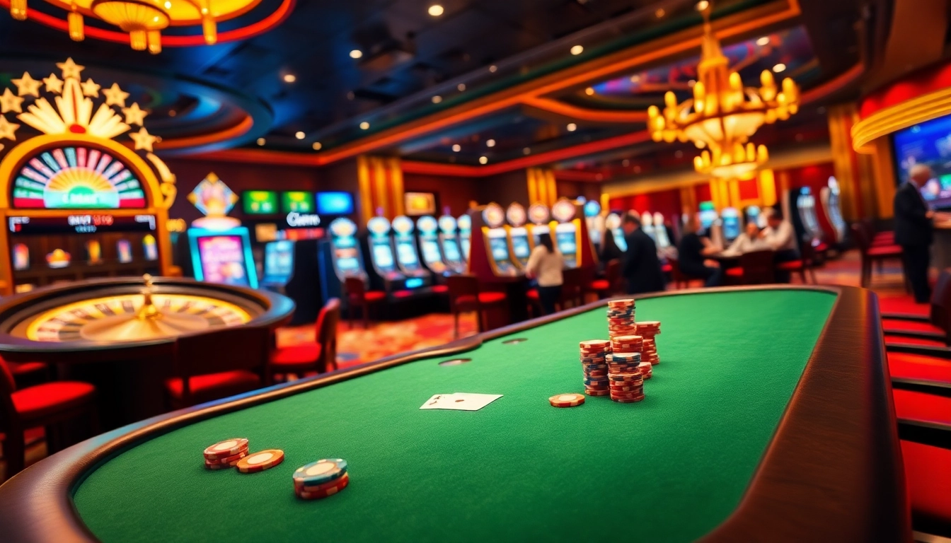 Engaging poker scene with vibrant colors at 23win casino, featuring chips and cards.