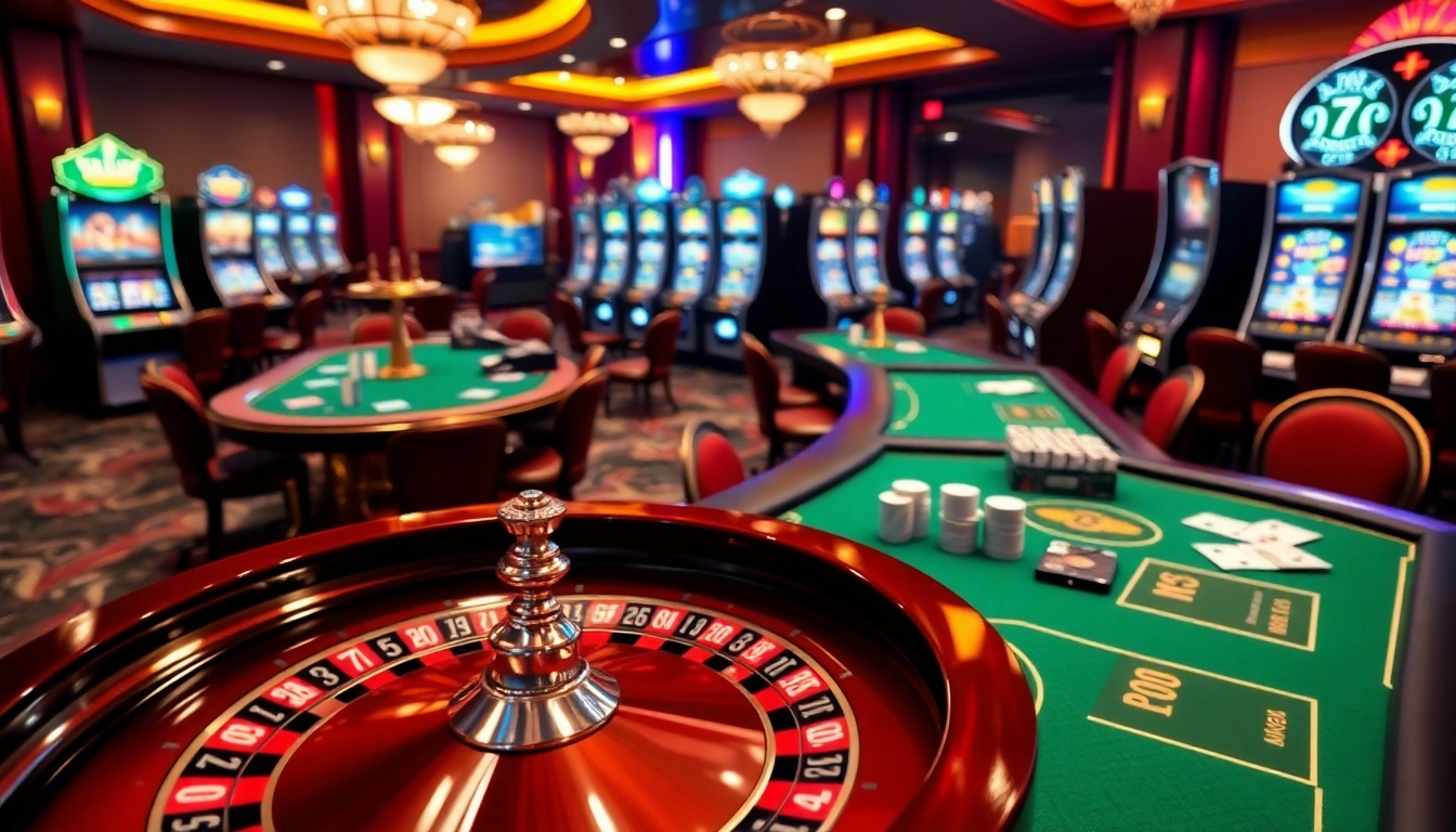 KJC Liên Minh's vibrant gambling scene with poker chips, cards, and a roulette wheel at https://kjcpro.it.com/.