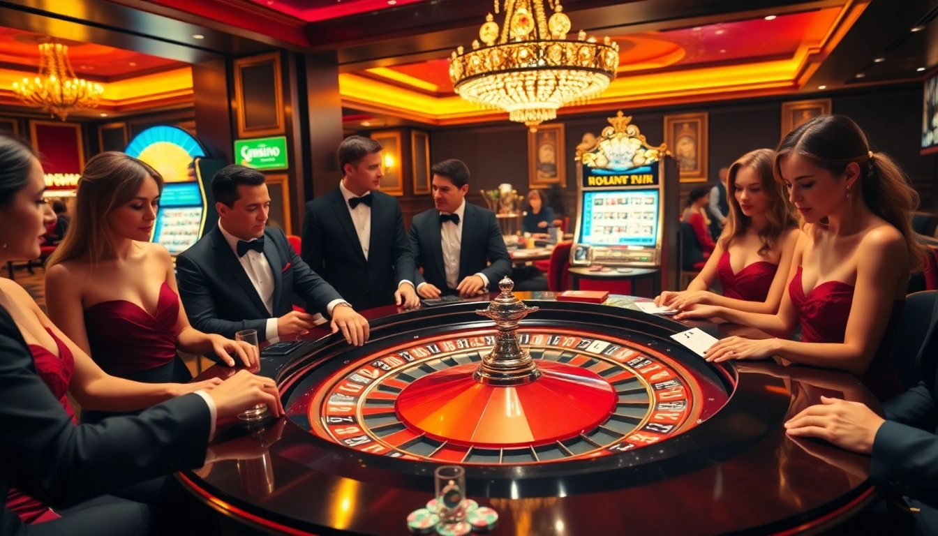 Experience the excitement of gambling at https://www.78wind.love/ with lively players and a stunning roulette table.