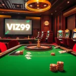 Engage with the thrill of high-stakes poker at VZ99, where professional players strategize around a luxurious table.