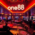 Experience high-stakes gambling at one88 with vibrant gaming tables and luxury casino ambiance.