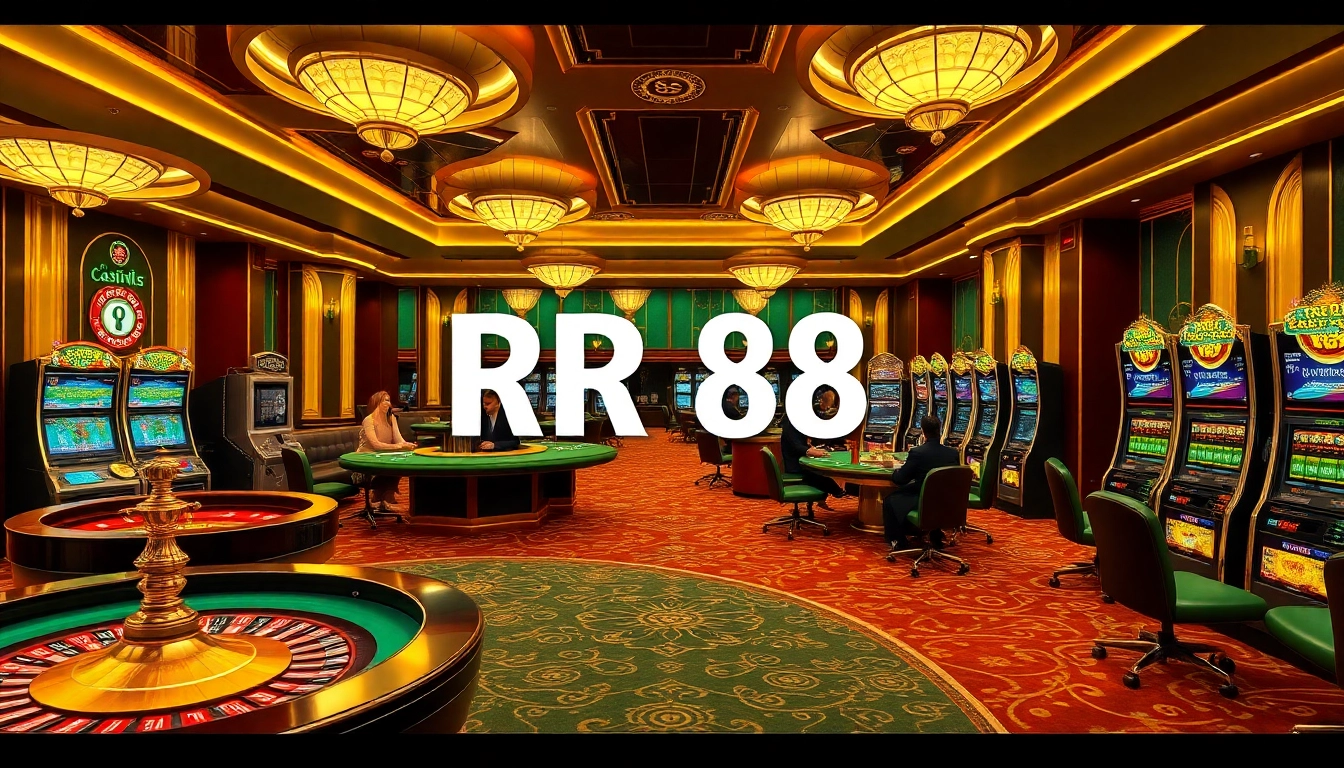 The exciting RR 88 casino scene features vibrant gaming tables and buzzing slot machines.