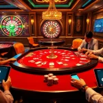 Players enjoy an engaging poker game at abc8.com, highlighting excitement and elegance in a casino setting.