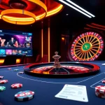 Kuwin online betting table featuring colorful chips, roulette wheel, and interactive gaming options