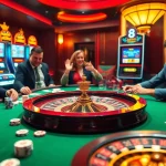 Players enjoying the excitement of casino games with S8-themed poker chips and a roulette wheel.