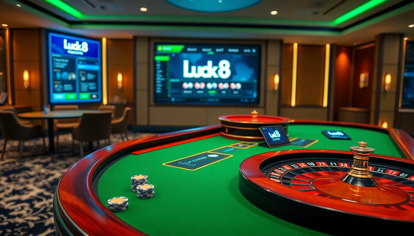 Experience the thrill of gambling at Luck8 with an online casino table and vibrant betting options.