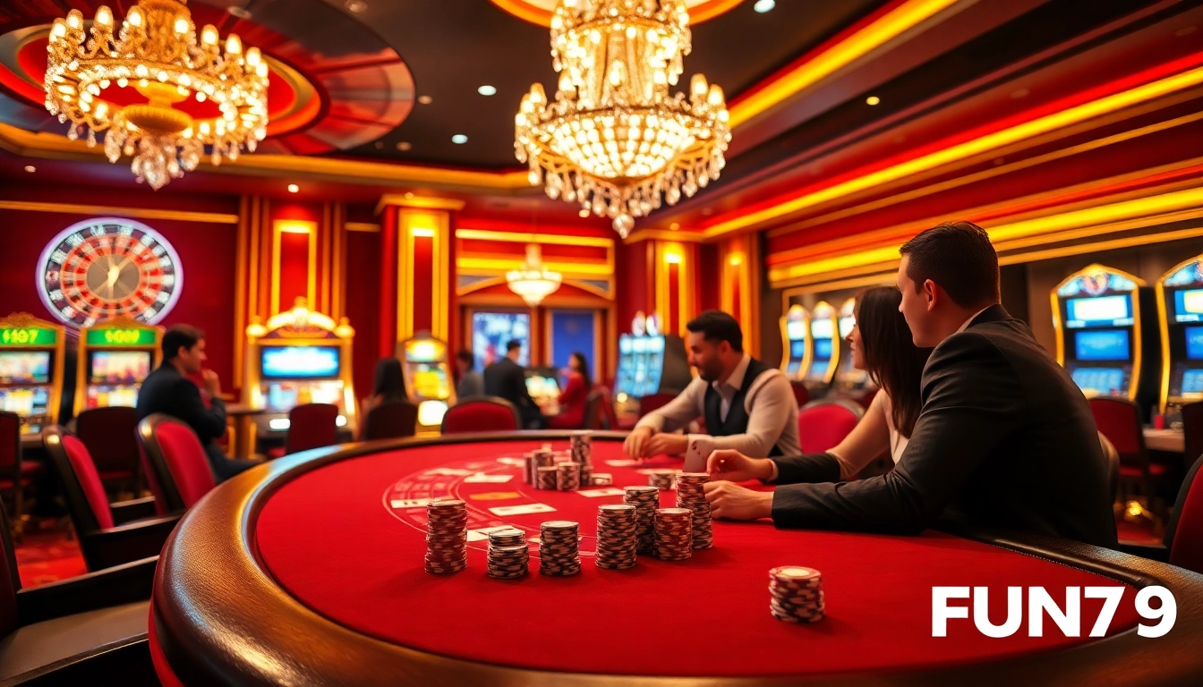 Play poker at FUN79 with vibrant chips and captivating casino ambiance.