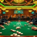 Soi cầu lô kép strategies showcased at a high-stakes gambling table with vibrant colors and intense focus.