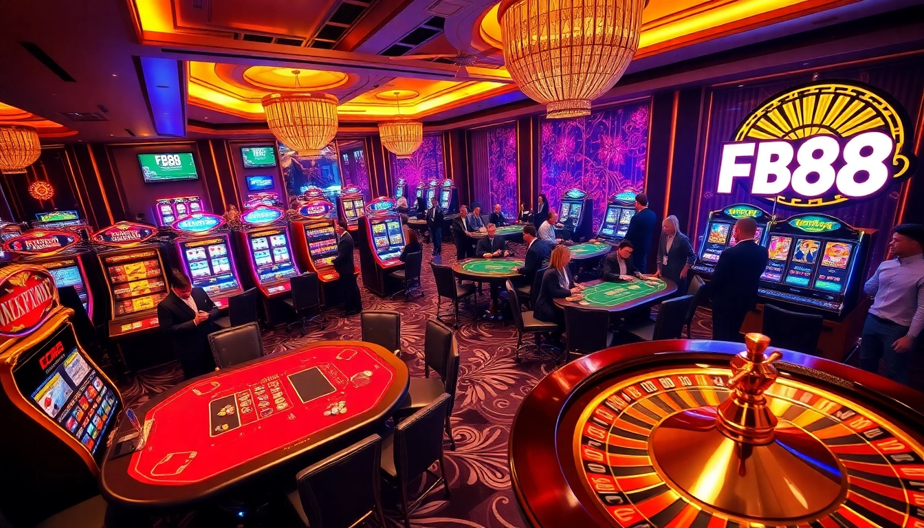 Experience thrilling gameplay at FB88's live casino tables with engaging dealers and vibrant visuals.