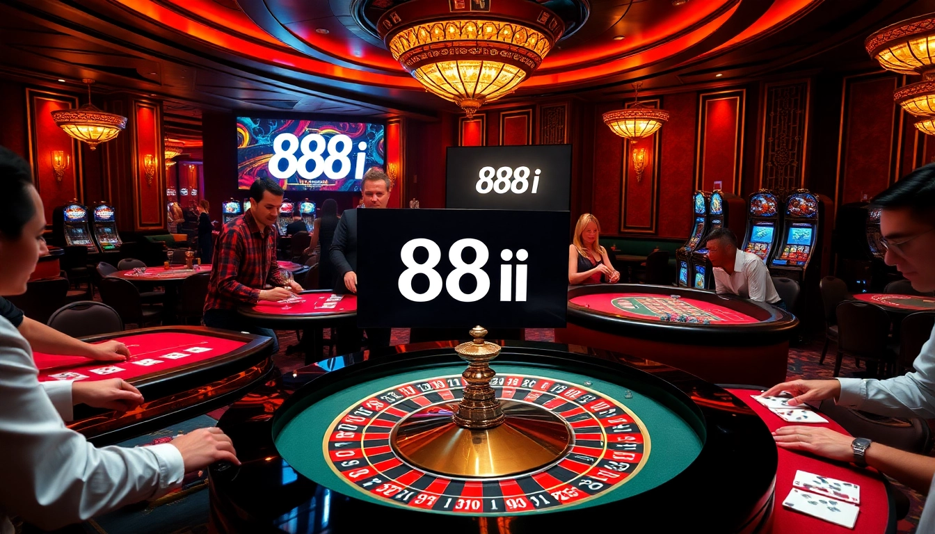 Players engaging in a thrilling game at a luxurious casino featuring the iconic 88i roulette table.