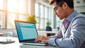 Complete your uk eta online application confidently in a modern office environment.