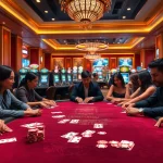 Players engaging at a luxurious poker table, showcasing the excitement of 8day.cn.com gambling experiences.