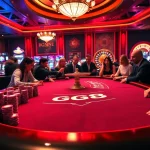 Players enjoying intense moments at a GG88 casino gaming table with vibrant lights.