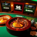 Experience the thrill of betting at 98WIN casino with exciting poker chips and roulette.