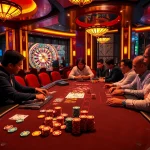 Players at a VJ88 casino poker table excitedly place bets while enjoying a thrilling atmosphere.