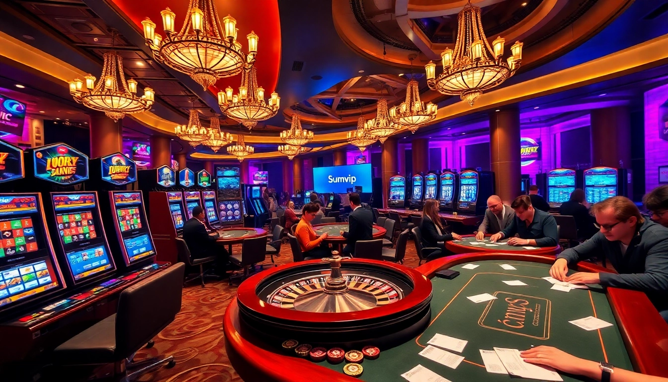 Sumvip players engaging in thrilling casino games and lively gameplay atmosphere.