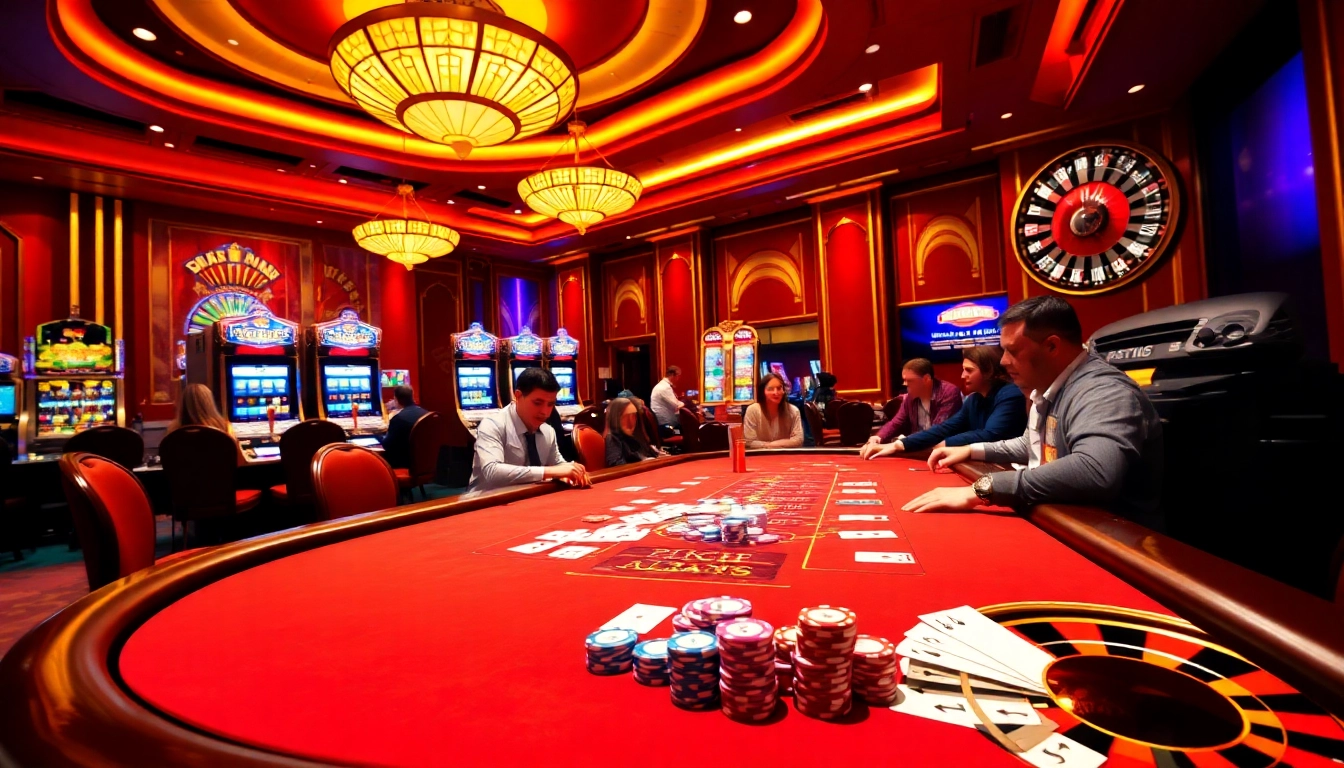 Exciting scene of gambling at https://789f00.net/ featuring poker, roulette, and luxurious casino decor.
