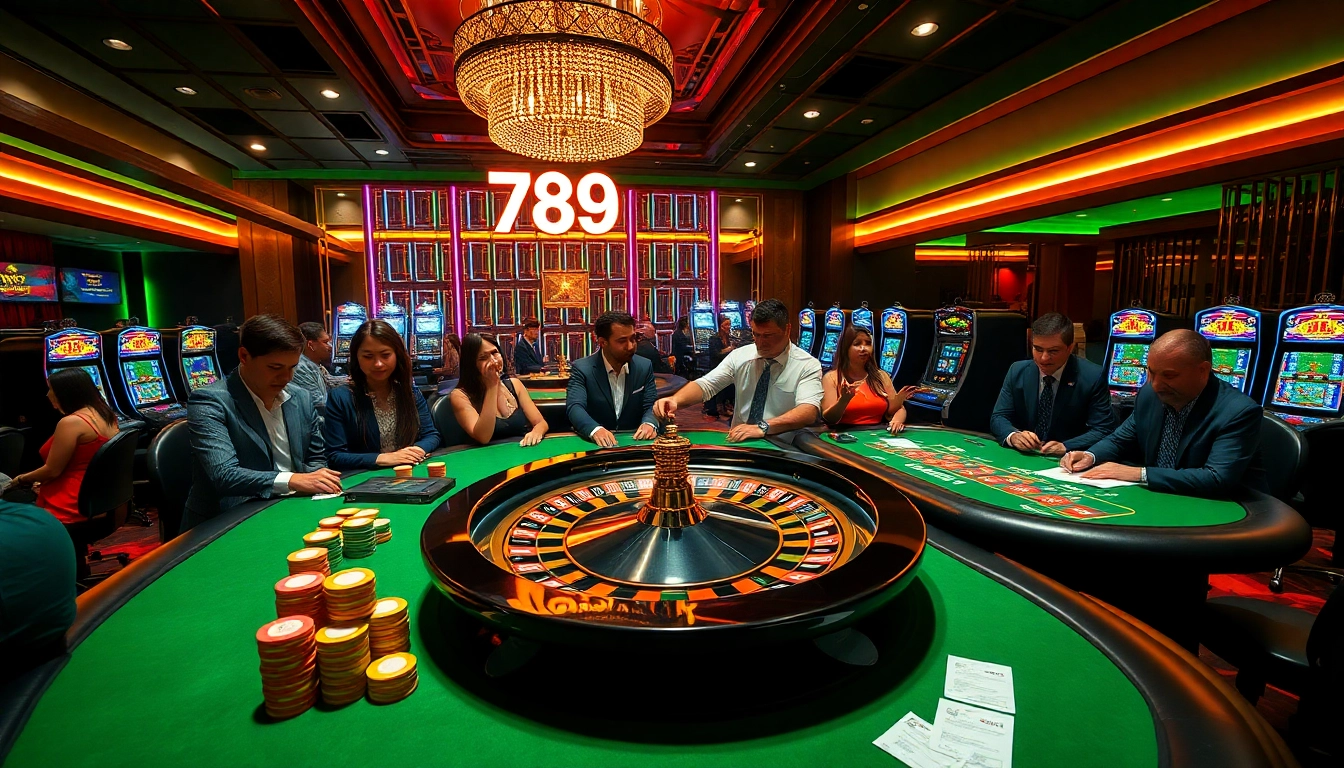 Experience the excitement of 789P with a luxurious casino scene featuring colorful chips and tables.