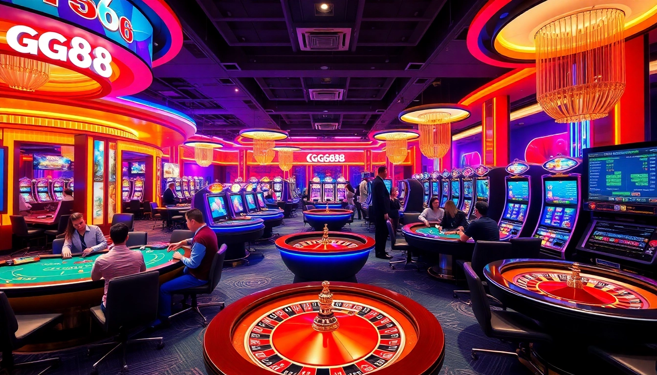 Experience the excitement of GG88 casino with vibrant gaming tables and thrilling slot machines.