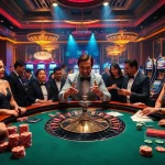 Experience the thrill of 56WIN with vibrant casino action featuring roulette and excited players.