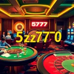 Experience the excitement of 5z777 at a vibrant casino with players at poker tables.