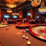 Players engage at a colorful poker table while experiencing excitement at win55 casino.