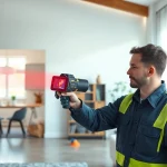 Water leak detection expert using thermal imaging technology to identify a leak in a home.