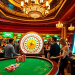 Players enjoying the excitement of uu88 in a vibrant casino with roulette and poker tables.