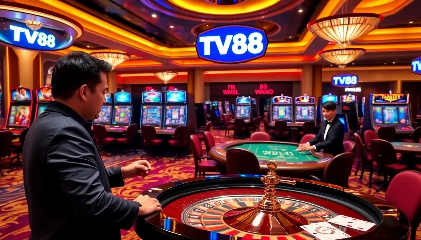 Experience the excitement of TV88 with vibrant casino tables and engaging gameplay.