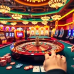 Experience the thrill of winning at hay.win with vibrant casino visuals of poker chips and roulette.