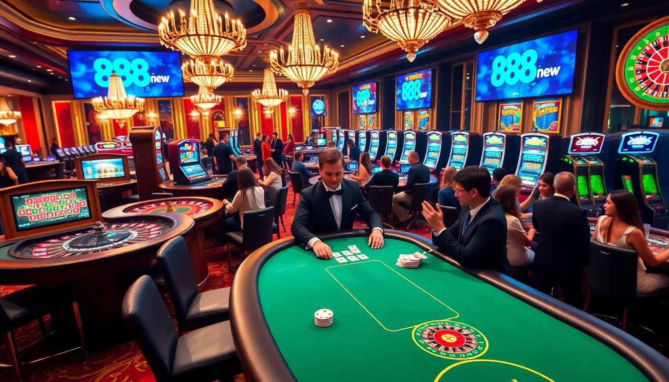 Players engaging in high-stakes poker at 888new casino, showcasing excitement and strategy.