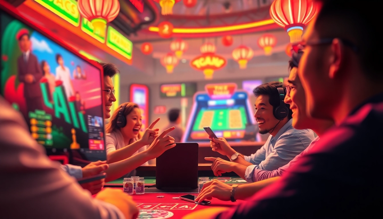 xóc đĩa game online with players engaged, showcasing excitement in a vibrant digital setting