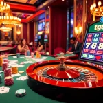 Experience high-stakes action at tg88's luxurious casino with vibrant roulette and chips.