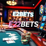 E2BETS online gambling scene featuring poker, roulette, and slot machines for an exciting gaming experience.