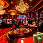 Exciting casino atmosphere highlighting betting experiences at https://f1682.email/ featuring roulette and slot machines.