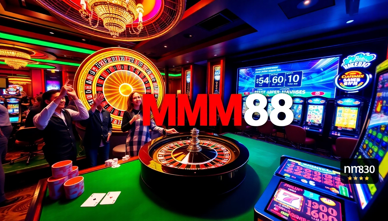 Experience the excitement of MM88 with vibrant casino tables and engaging slot machines.