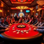 Players enjoying a thrilling game at the PS99 poker table in a luxurious casino setting.