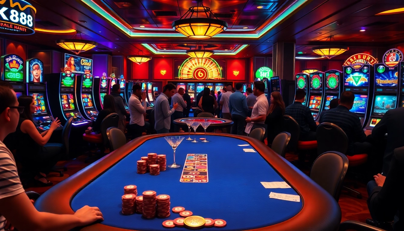 Players enjoying the NK88 gaming experience at a luxurious casino table.