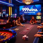Experience thrilling gameplay at https://99wina.org/ with a luxurious poker table and vibrant slot machines.