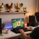 Engaging live streaming from https://dagatructiep.co.uk/ showcasing thrilling chicken fight matches, vibrant visuals and cozy gaming setup.