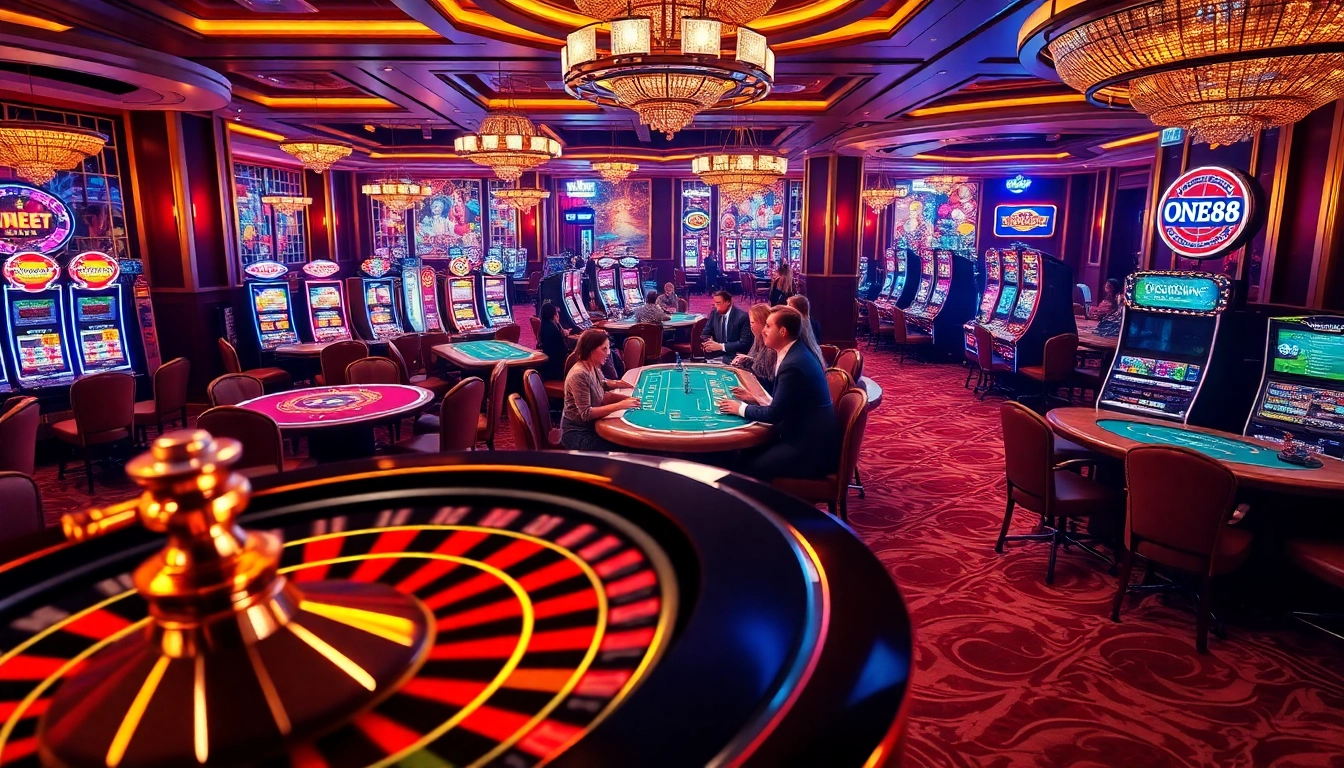 Experience the excitement of gambling at ONE88 with vibrant casino tables and thrilling action.