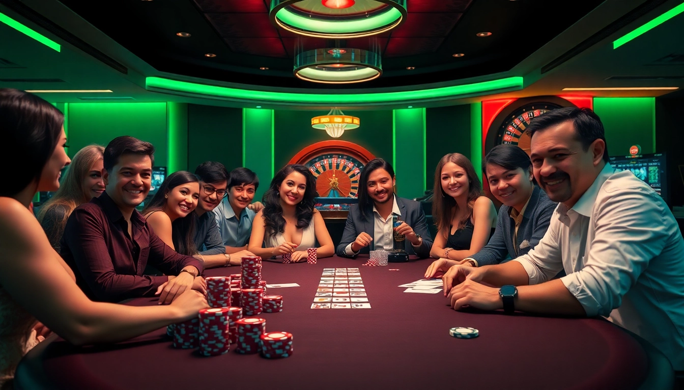 High-stakes action at a modern poker table with ok365m, showcasing excitement and luxury.